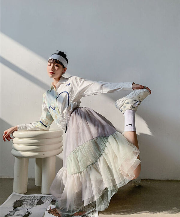 Tiered Mesh Skirt